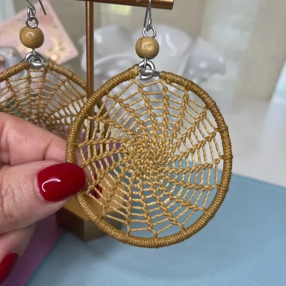 Boho Woven Earrings - Made in Brazil - Picture 4 of 5